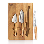 3 Piece Olive Wood Cheese Set w/ Acacia Wood Board