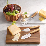 3 Piece Olive Wood Cheese Set w/ Acacia Wood Board