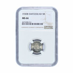 1930B Switzerland 5 Rappens // NGC Certified MS66 // Deluxe Collector's Pouch