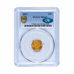 1862 $1 Gold Piece Type 3 // PCGS & CAC Certified  MS64 // Wood Presentation Box