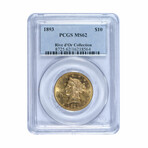 1893 $10 Gold Liberty // PCGS Certified MS62 // Wood Presentation Box