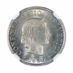 1930B Switzerland 5 Rappens // NGC Certified MS66 // Deluxe Collector's Pouch