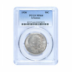 1936 Arkansas Commemorative Half Dollar // PCGS Certified MS64 // Deluxe Collector's Pouch