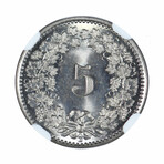 1930B Switzerland 5 Rappens // NGC Certified MS66 // Deluxe Collector's Pouch