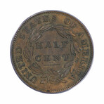 1834 Classic Head Half Cent // PCGS Certified AU58 // Deluxe Collector's Pouch