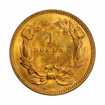 1862 $1 Gold Piece Type 3 // PCGS & CAC Certified  MS64 // Wood Presentation Box