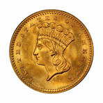 1862 $1 Gold Piece Type 3 // PCGS & CAC Certified  MS64 // Wood Presentation Box