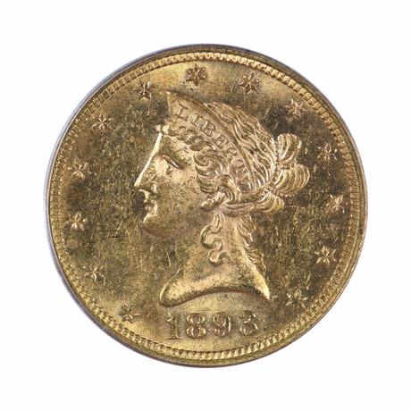 1893 $10 Gold Liberty // PCGS Certified MS62 // Wood Presentation Box