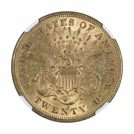 1875-S $20 Liberty Double Eagle // NGC Certified AU58 // Wood Presentation Box