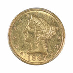 1847 $5 Gold Liberty // PCGS Certified AU55 // Wood Presentation Box