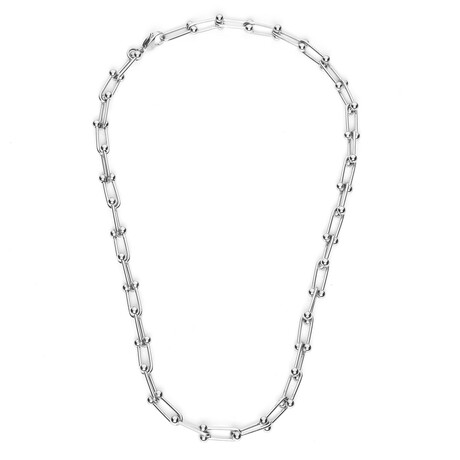 Jean Claude Jewelry // 22" Stainless Steel Staple Link Chain // Silver