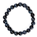 Jean Claude Jewelry // 10mm Misty Tiger's Eye Beads Stretch Bracelet // Black + Gray