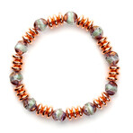 Jean Claude Jewelry // Crystal Beads Bracelet Rose Gold Hematite + Transparent Crystal // Multicolor