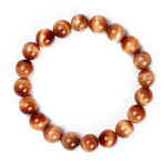 Jean Claude Jewelry // 10mm Tiger's Eye Beads Stretch Bracelet // Rust Orange