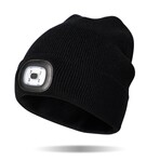 Solid Knit Rechargeable LED Beanie // Black