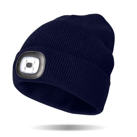 Solid Knit Rechargeable LED Beanie // Navy