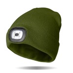 Solid Knit Rechargeable LED Beanie // Olive