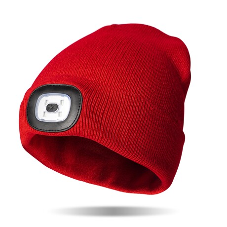 Solid Knit Rechargeable LED Beanie // Red