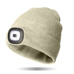 Heathered Knit Rechargeable LED Beanie // Oat