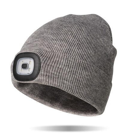 Heathered Knit Rechargeable LED Beanie // Gray