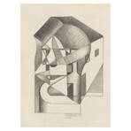 Architectonic Absolute; Head and Houses Futurista Roma 1920 by Enrico Prampolini (15"H x 18"W x 2"D)