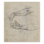 Studies of an Outstretched Arm for the Fresco ‘The Drunkenness of Noah’ in the Sistine Chapel circa 1508-1509 by Michelangelo (15"H x 18"W x 2"D)