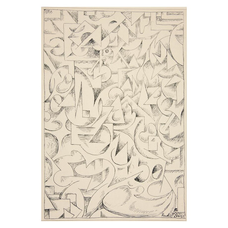 Untitled Abstract Forms ca. 1913-1915 by R. Bauer (15"H x 18"W x 2"D)