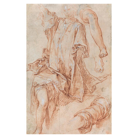 Studies of Legs and Drapery Recto by Abraham Bloemaert (15"H x 18"W x 2"D)