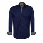 Lima Long Sleeve Button Up // Navy (M)