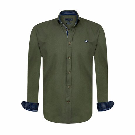 Bertoua Long Sleeve Button Up // Olive (S)