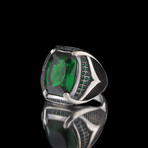Green Stone Ring // Green + Black + Silver (8.5)