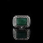 Raw Emerald Ring // Green + Silver (6.5)