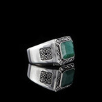 Raw Emerald Ring // Green + Silver (5.5)