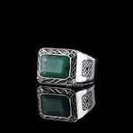 Raw Emerald Ring // Green + Silver (8)