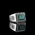 Raw Emerald Ring // Green + Silver (7)