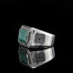 Raw Emerald Ring // Green + Silver (9.5)
