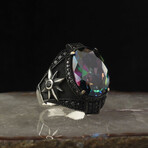 North Star Ring with Mystic Topaz // Purple + Black + Silver (6.5)