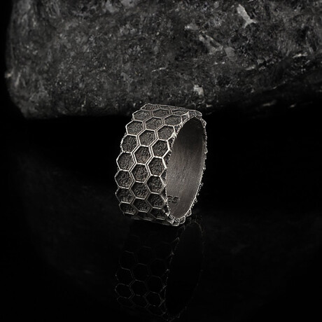 Black Hive Ring // Oxidized Silver (5.5)