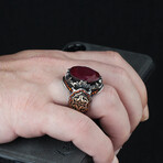 Large Raw Ruby Ring // Red + Silver (7.5)