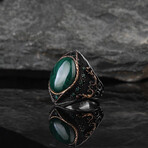 Green Gemstone Ring // Green + Black + Silver (9)