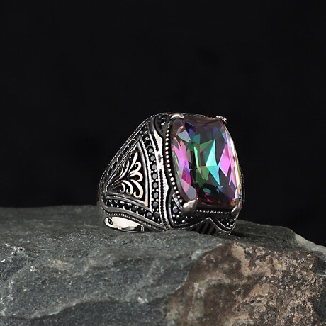 Unique Mystic Topaz Ring // Purple + Silver (5.5)