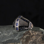 Classy Sapphire Ring // Blue + Black + Silver (7.5)