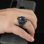 Lapis Lazuli Ring // Blue + Black + Silver (8.5)