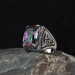 Unique Mystic Topaz Ring // Purple + Silver (7.5)
