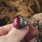 Classy Red Ruby Ring // Red + Silver (6)
