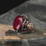 Large Raw Ruby Ring // Red + Silver (9)
