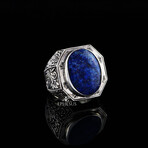 Large Lapis Lazuli Ring // Blue + Silver (5.5)