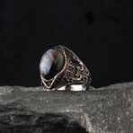 Real Pietersite Ring // Black + Bronze + Silver (8.5)