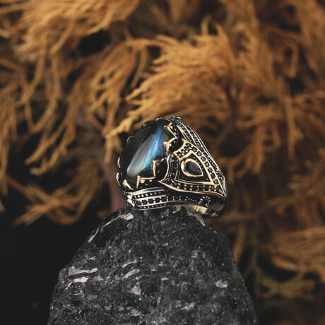 Real Labradorite Ring // Blue + Silver (5.5)