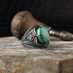 Elegant Malachite Ring // Green + Silver (7)